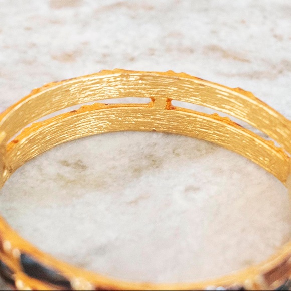 Gold Bracelet w/ Brown & Black Details - Picture 2 of 2